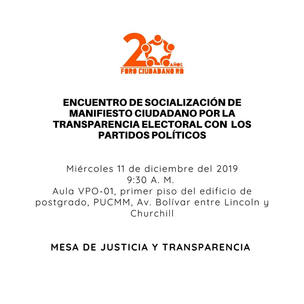 Encuentro de Socialización de Manifiesto Ciudadano por la Transparencia Electoral con los Partidos Políticos