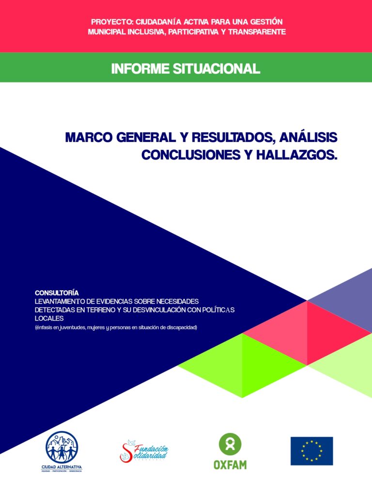 Portada: Levantamiento de evidencias sobre necesidades detectadas en terreno y su desvinculación con Políticas Locales