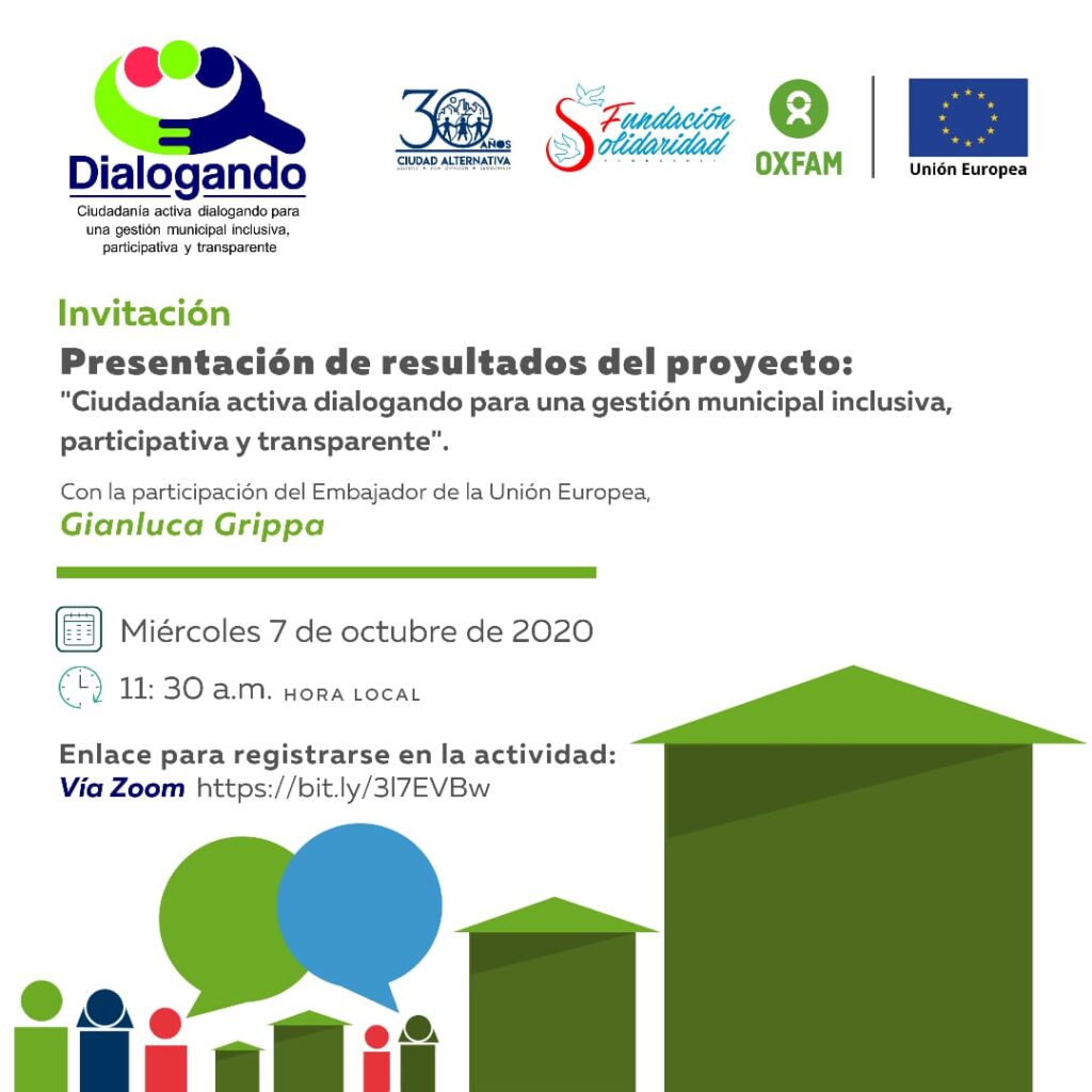 Presentación de resultados del proyecto: «Ciudadanía activa dialogando para una gestión municipal inclusiva, participativa y transparente.»